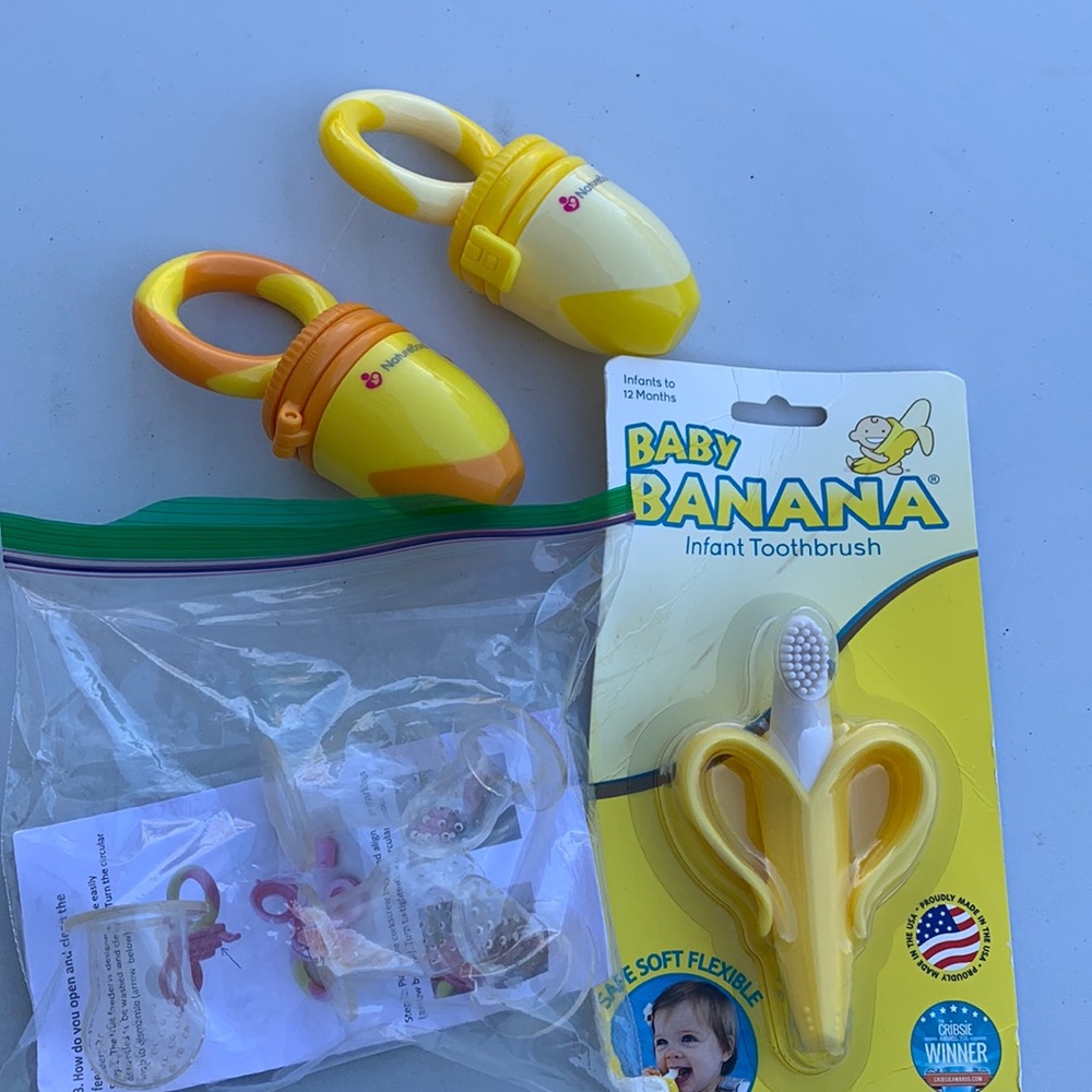 Baby banana toothbrush and Feeder